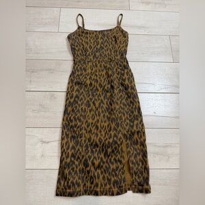 Steve Madden Brown Black Leopard Print Midi Dress Size 2 Adjustable Strap
